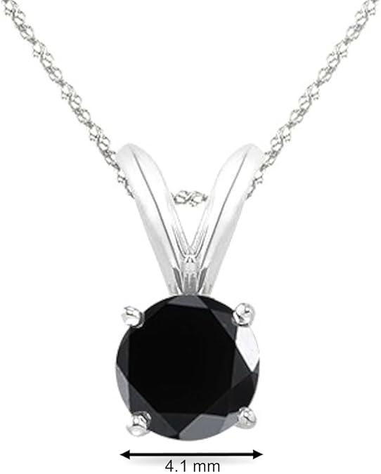 AoneJewelry 0.50 CT Round Black Diamond Solitaire Pendant in 14K White Gold, Best Valentinesday Gift