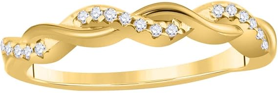 AoneJewelry 0.10 Carat Diamond Prong Set Swirl Wedding Band In 10K White Solid Gold, Best Valentinesday Gift