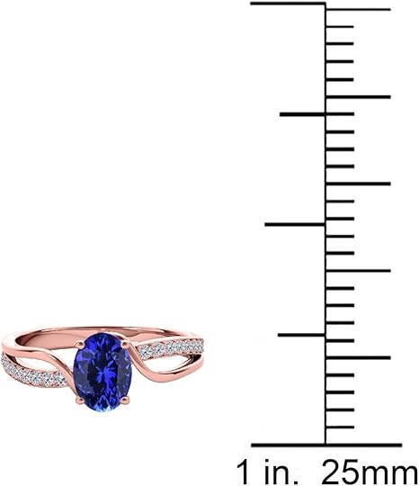 1.00 Carat Tanzanite & Diamond Ring Rose, Yellow White Gold In 10K, Best Valentinesday Gift