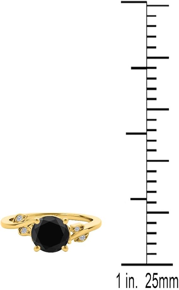 AoneJewelry BLACK & White Natural Round Diamond 1.00 Carat 14K White/Rose & Yellow Gold Solitaire Styel Ring For Women's, Best Valentinesday Gift