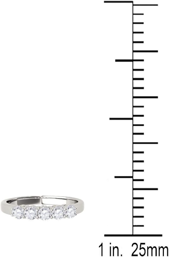 AoneJewelry 1.00 Carat 14K White Gold Diamond (I-J/ I1-I2) Five Stone Wedding Band, Best Valentinesday Gift