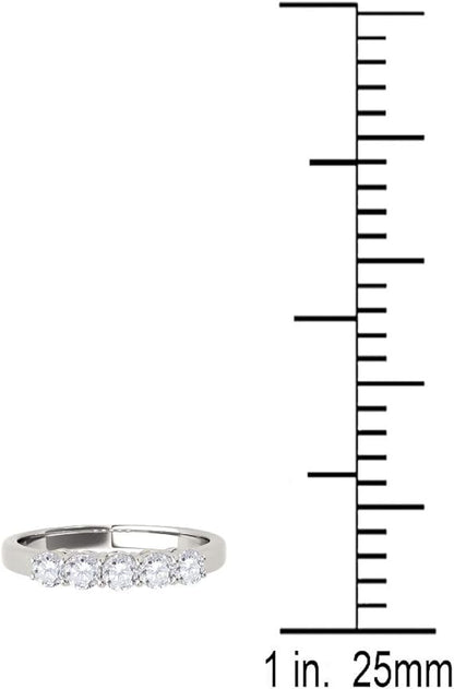 AoneJewelry 1.00 Carat 14K White Gold Diamond (I-J/ I1-I2) Five Stone Wedding Band, Best Valentinesday Gift