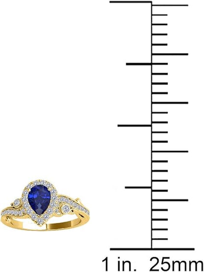 1.00 Carat 10K Diamond And Tanzanite Ring In Solid Yellow & White Gold, Best Valentinesday Gift