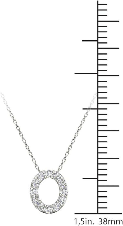 AoneJewelry 0.12 Carat Natural White Diamond Initial O Pendant Necklace For Women In 14K Yellow and White Gold with 18" Gold Cable Chain.