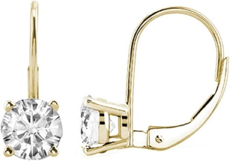 0.20 Carat Brilliant Cut White Diamonds Leverback Earring In14K Yellow Gold for Women All Occasions