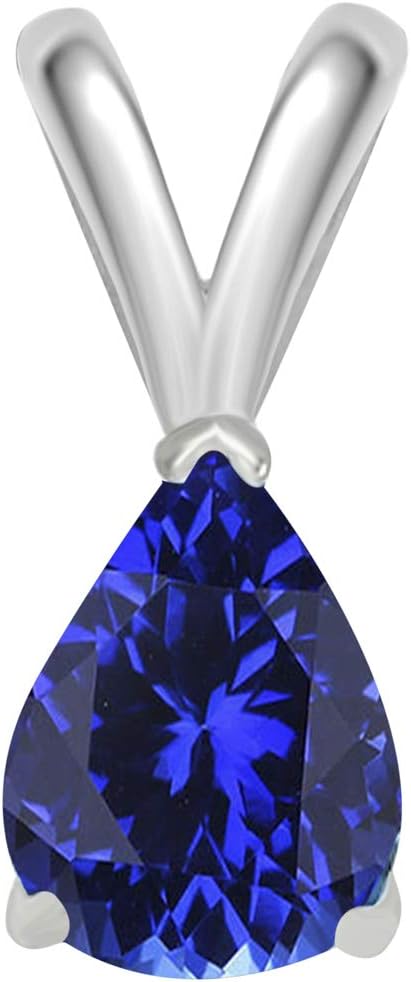 0.45Ct Pear Tanzanite Pendant in 14k White Gold (6x4 mm), Best Valentinesday Gift