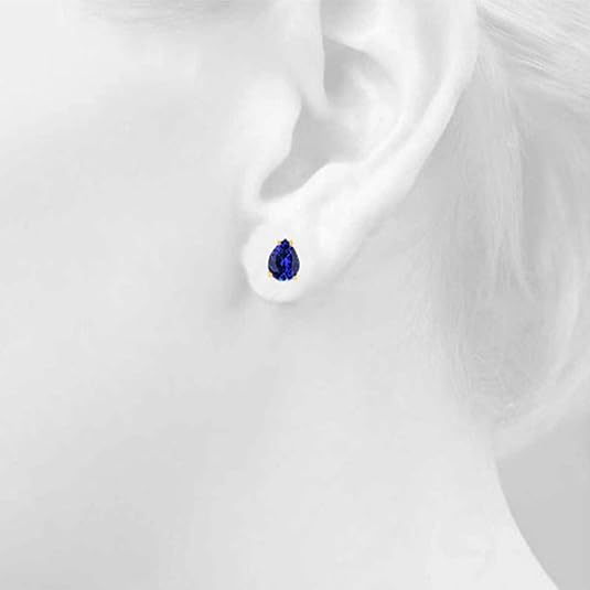 AoneJewelryPear Tanzanite Earrings for Women in 14k Yellow Gold (6x4 mm) Prong-Setting Gemstone Wedding Jewelry Collection