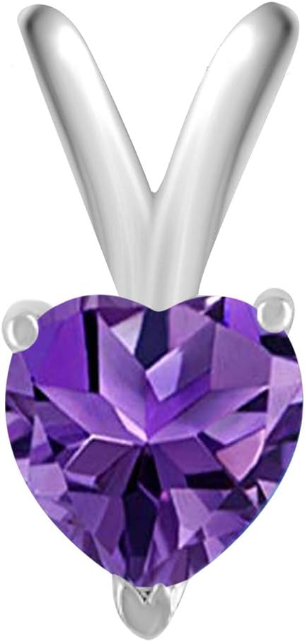 AoneJewelry 0.25Ct Heart Amethyst Pendant in 14k White Gold (4 mm), Best Valentinesday Gift