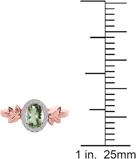 1.40 Carat Green Amethyst And Diamond Ring In 10K Solid Rose, White & Yellow Gold, Best Valentinesday Gift