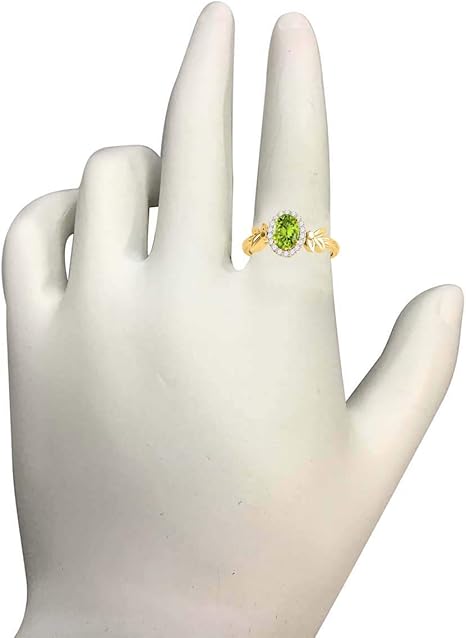 Oval Shape Peridot And Diamond Ring In 10K Solid Rose, White & Yellow Gold, Best Valentinesday Gift