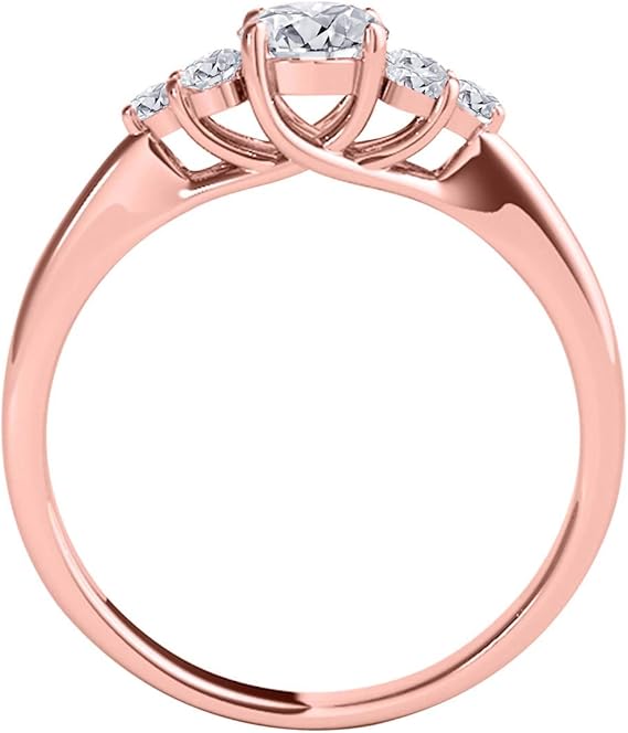 AoneJewelry 1/2 Carat Diamond Seven Stone Engagement Wedding Ring In 10K Rose Gold, Best Valentinesday Gift