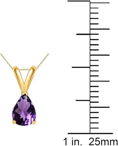 0.45Ct Pear Amethyst Pendant in 14k Yellow Gold (6x4 mm), Best Valentinesday Gift