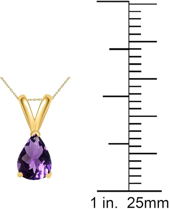 AoneJewelry Amethyst Pendant Necklace for Women | 14k Yellow Gold 0.70 Carat 1 Stone Round Cut Prong Setting 18" Silver Box Chain Necklace Wedding Jewelry Collection