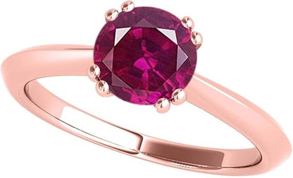 1.00 Carat Created Round Ruby/Gemstone Ring In 10K White, Yellow & Rose Gold, Best Valentinesday Gift