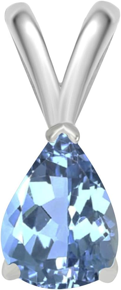 0.45Ct Pear Blue Topaz Pendant in 14k White Gold (6x4 mm), Best Valentinesday Gift