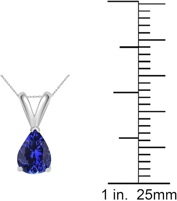 0.45Ct Pear Tanzanite Pendant in 14k White Gold (6x4 mm), Best Valentinesday Gift