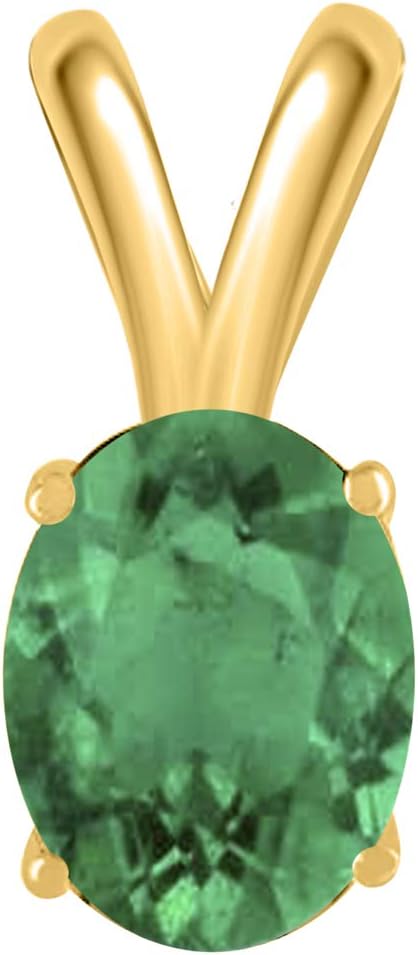 0.45Ct Oval Emerald Pendant in 14k Yellow Gold (6x4 mm), Best Valentinesday Gift