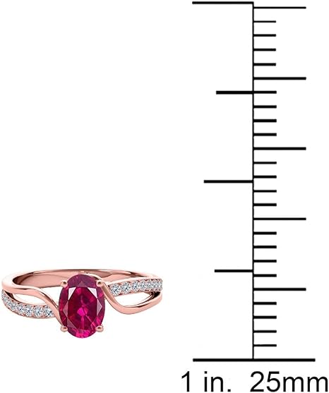 10K Oval Shape Created Ruby Diamond Ring In Rose, White & Yellow Gold, Best Valentinesday Gift