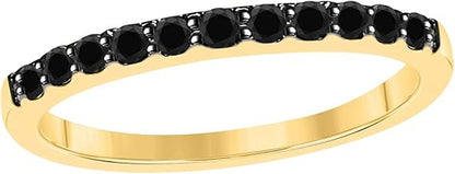 AoneJewelry 10k Gold (Rose, White, Yellow) Wedding Band With 0.60 Cttw (Color Black, Clarity I2-I3) Round Shape Black Diamonds, Best Valentinesday Gift