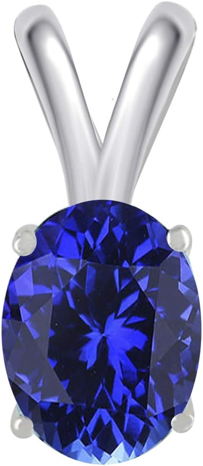 0.45Ct Oval Tanzanite Pendant in 14k White Gold (6x4 mm), Best Valentinesday Gift