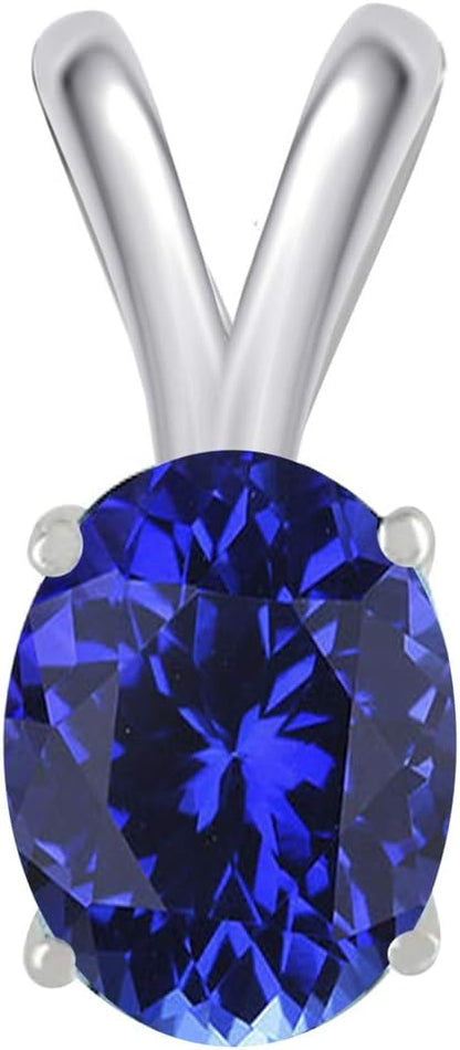 0.45Ct Oval Tanzanite Pendant in 14k White Gold (6x4 mm), Best Valentinesday Gift