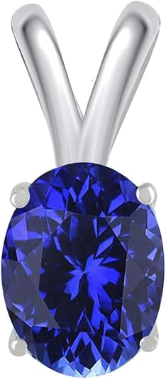 0.80Ct Oval Tanzanite Pendant in 14k White Gold (7x5 mm), Best Valentinesday Gift