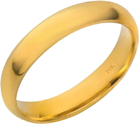 10K Solid Gold 4MM Plain Men's and Women's Wedding Band Ring