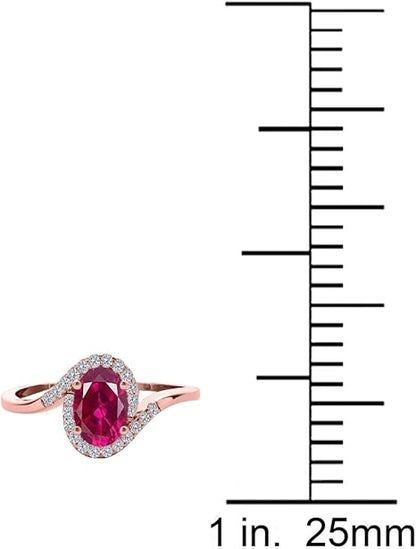 10K 1.00 Carat Diamond And Oval Shape Gemstone Ring In Rose, White & Yellow Gold, Best Valentinesday Gift