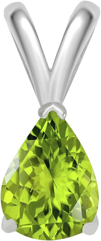 0.45Ct Pear Peridot Pendant in 14k White Gold (6x4 mm), Best Valentinesday Gift