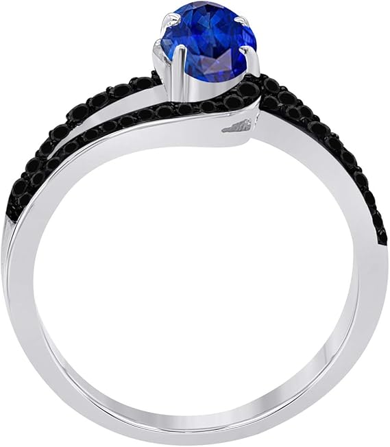 Aonejewelry 1.45 Ct. Created Tanzanite 10K Rose, White & Yellow Gold Dimaond Ring, Best Valentinesday Gift