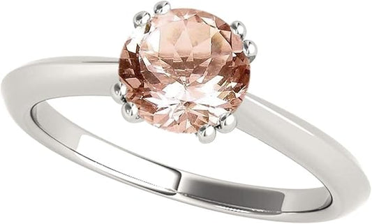 Morganite 1.00 Carat Gemstone Solitaire Ring In 10K White Rose & Yellow Gold, Best Valentinesday Gift