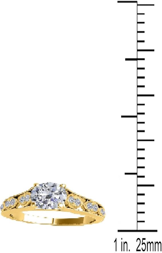 AoneJewelry 14k Solid Gold (Rose, White, Yellow) Natural Diamond Cathederal Style Engagement/Wedding Ring With 1 Cttw Round Shape White Diamonds (size 5-9), Best Valentinesday Gift