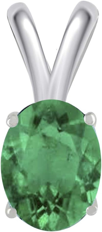 0.45Ct Oval Emerald Pendant in 14k White Gold (6x4 mm), Best Valentinesday Gift