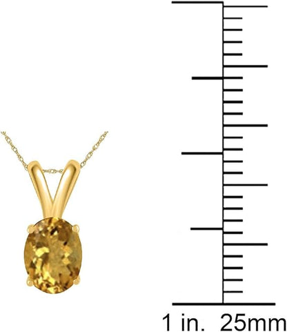 0.45Ct Oval Citrine Pendant in 14k Yellow Gold (6x4 mm), Best Valentinesday Gift