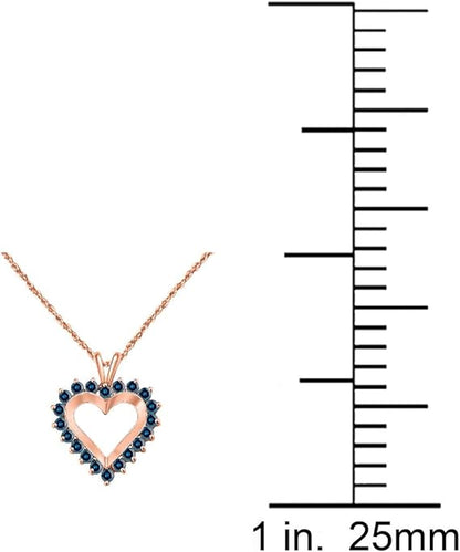 Heart-Shaped Blue Pendant 0.75 Carat Diamond in 10k Rose, White & Yellow Gold., Best Valentinesday Gift