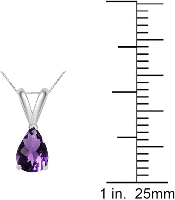 0.45Ct Pear Amethyst Pendant in 14k White Gold (6x4 mm), Best Valentinesday Gift