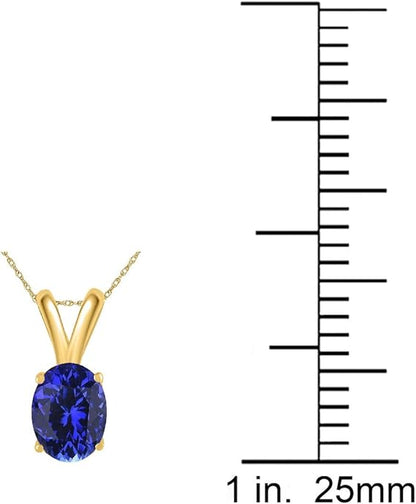 0.45Ct Oval Tanzanite Pendant in 14k Yellow Gold (6x4 mm), Best Valentinesday Gift