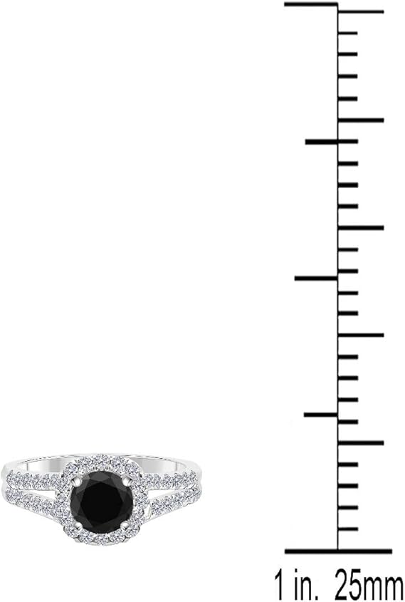 AoneJewelry Aone Jewelry 1.25 Carat Round Shape Black And White Diamond Halo Style Engagement Ring In 14k Rose, White, Yellow Gold (size 5-9), Best Valentinesday Gift