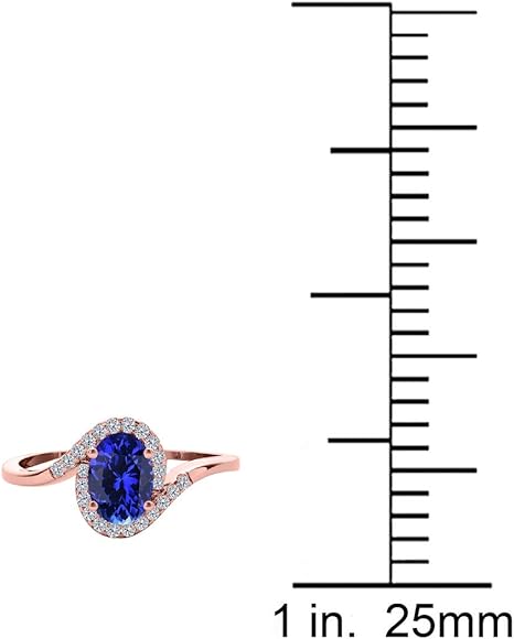 10K Rose, White & Yellow Gold 1.00 Carat Tanzanite Diamond Ring, Best Valentinesday Gift