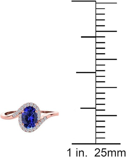 10K Rose, White & Yellow Gold 1.00 Carat Tanzanite Diamond Ring, Best Valentinesday Gift