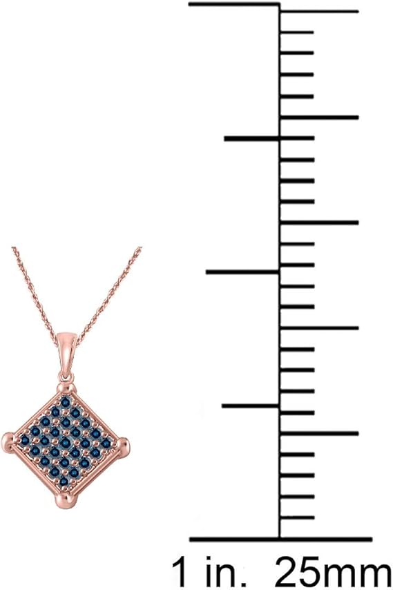 Beautiful Blue Diamond 1 Ct. Square Pendant Necklace in 10k Rose, White & Yellow Gold., Best Valentinesday Gift