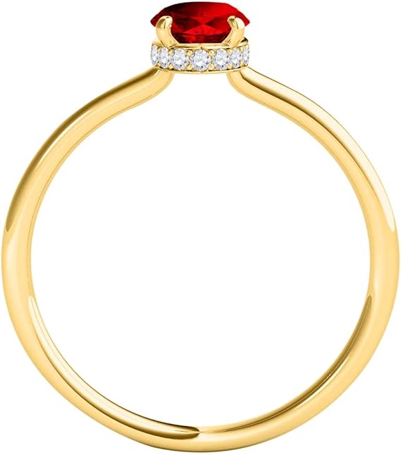 1.45 Cttw Oval Shape Garnet And White Diamond (H-I, I1-I2) Ring made in 10K Rose, White, Yellow Gold