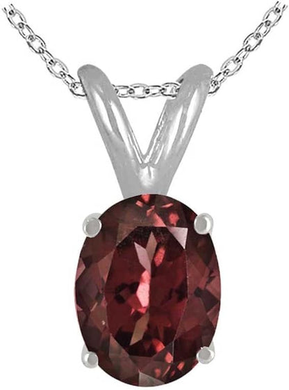 0.45Ct Oval Garnet Pendant in Sterling Silver (6x4 mm)