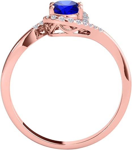 10K Rose, White & Yellow Gold 1.00 Carat Tanzanite Diamond Ring, Best Valentinesday Gift