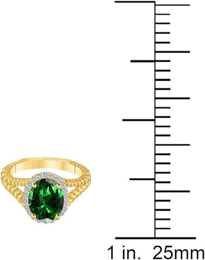 2.00 Carat Oval Shape Emerald Diamond Ring In 10K Solid Rose, White & Yellow Gold, Best Valentinesday Gift