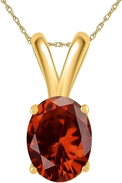 0.80Ct Oval Garnet Pendant in 14k Yellow Gold (7x5 mm), Best Valentinesday Gift