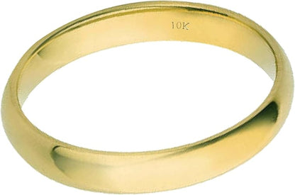 10K Solid Gold 3MM Plain Men's and Women's Wedding Band Ring