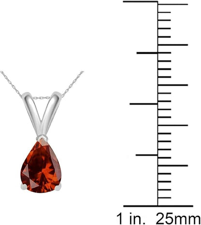 AoneJewelry 0.90Ct Pear Garnet Pendant in 14k White Gold (8x6 mm), Best Valentinesday Gift