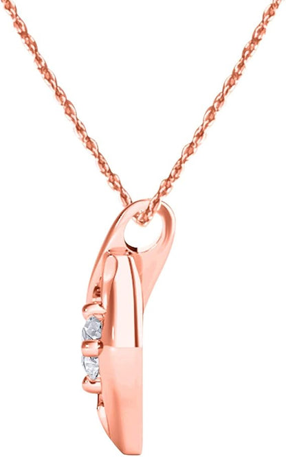 0.35 Ct. Diamond Leaf-Shaped Pendant in 14K Rose, White & Yellow Gold., Best Valentinesday Gift