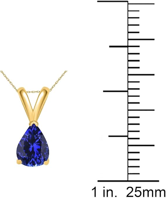 0.45Ct Pear Tanzanite Pendant in 14k Yellow Gold (6x4 mm), Best Valentinesday Gift